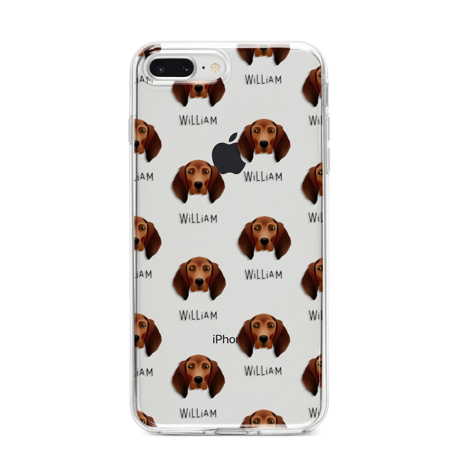 Redbone Coonhound Icon with Name iPhone 8 Plus Bumper Case on Silver iPhone