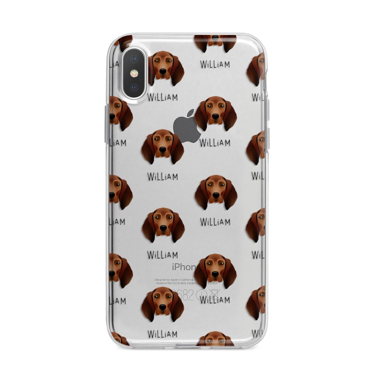 Redbone Coonhound Icon with Name iPhone X Bumper Case on Silver iPhone Alternative Image 1
