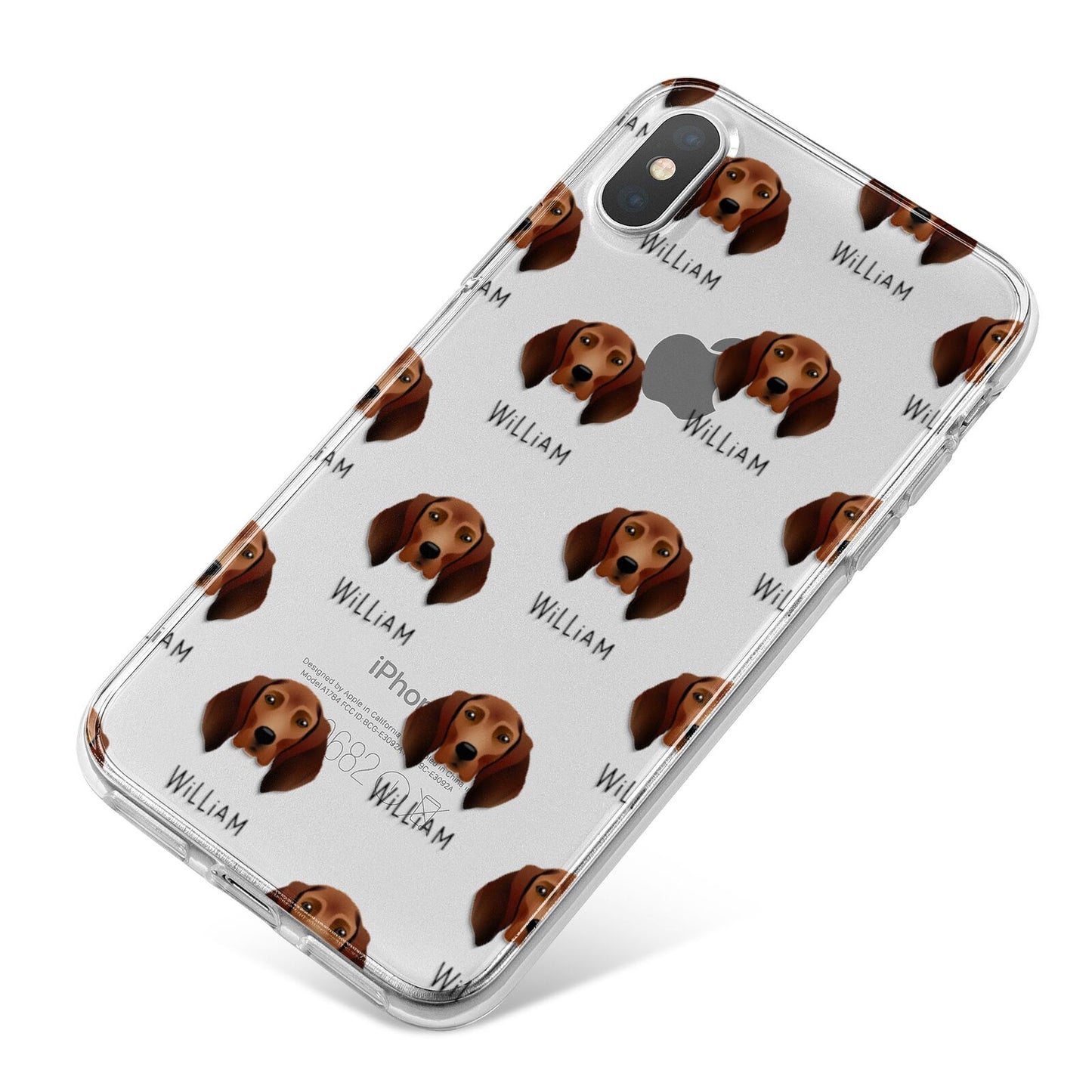 Redbone Coonhound Icon with Name iPhone X Bumper Case on Silver iPhone