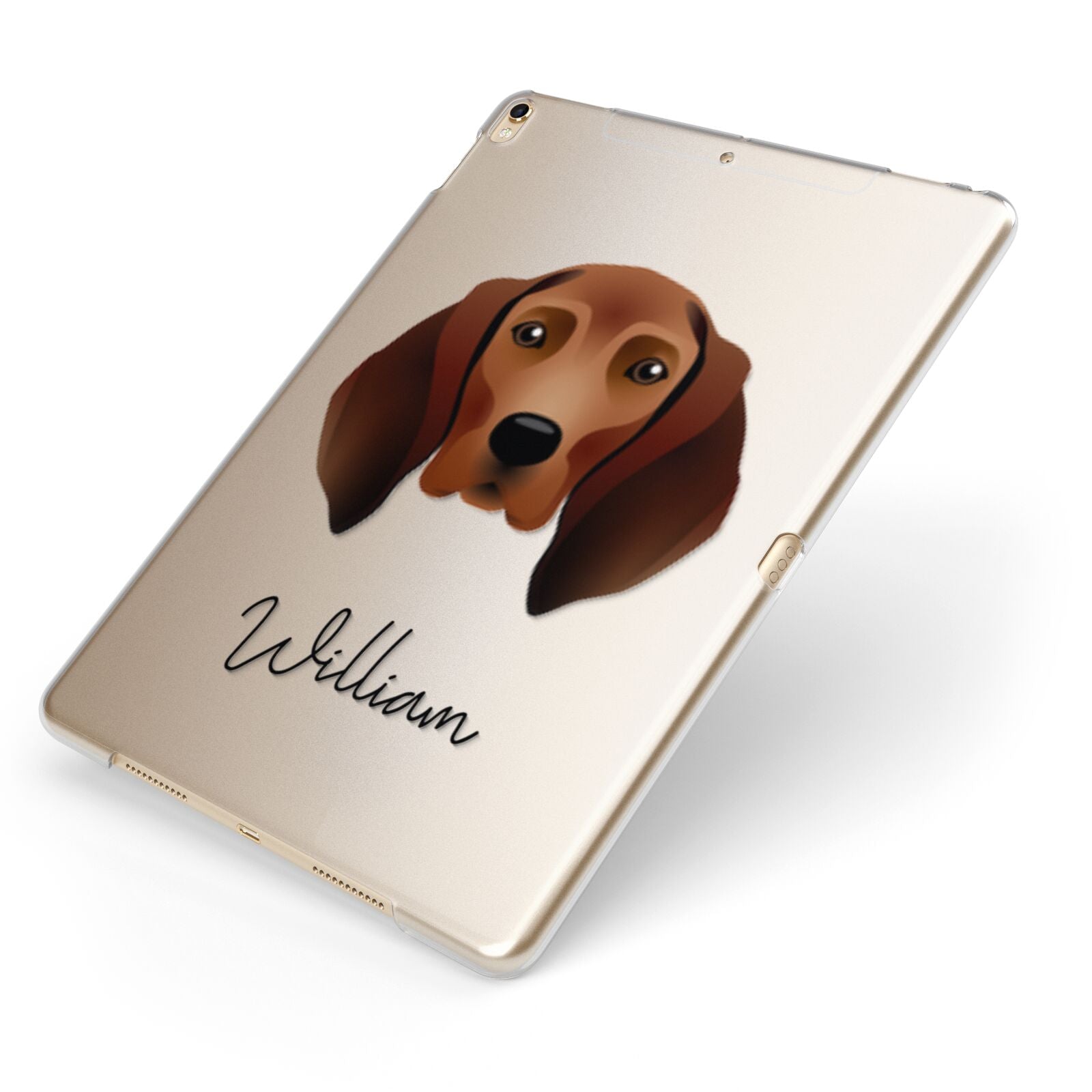 Redbone Coonhound Personalised Apple iPad Case on Gold iPad Side View