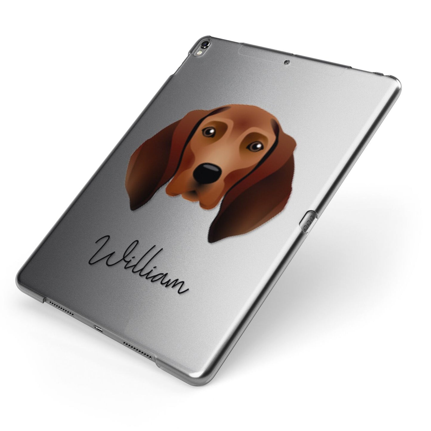 Redbone Coonhound Personalised Apple iPad Case on Grey iPad Side View