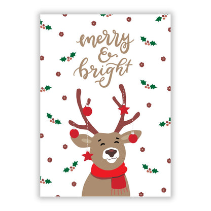 Reindeer Christmas A5 Flat Greetings Card