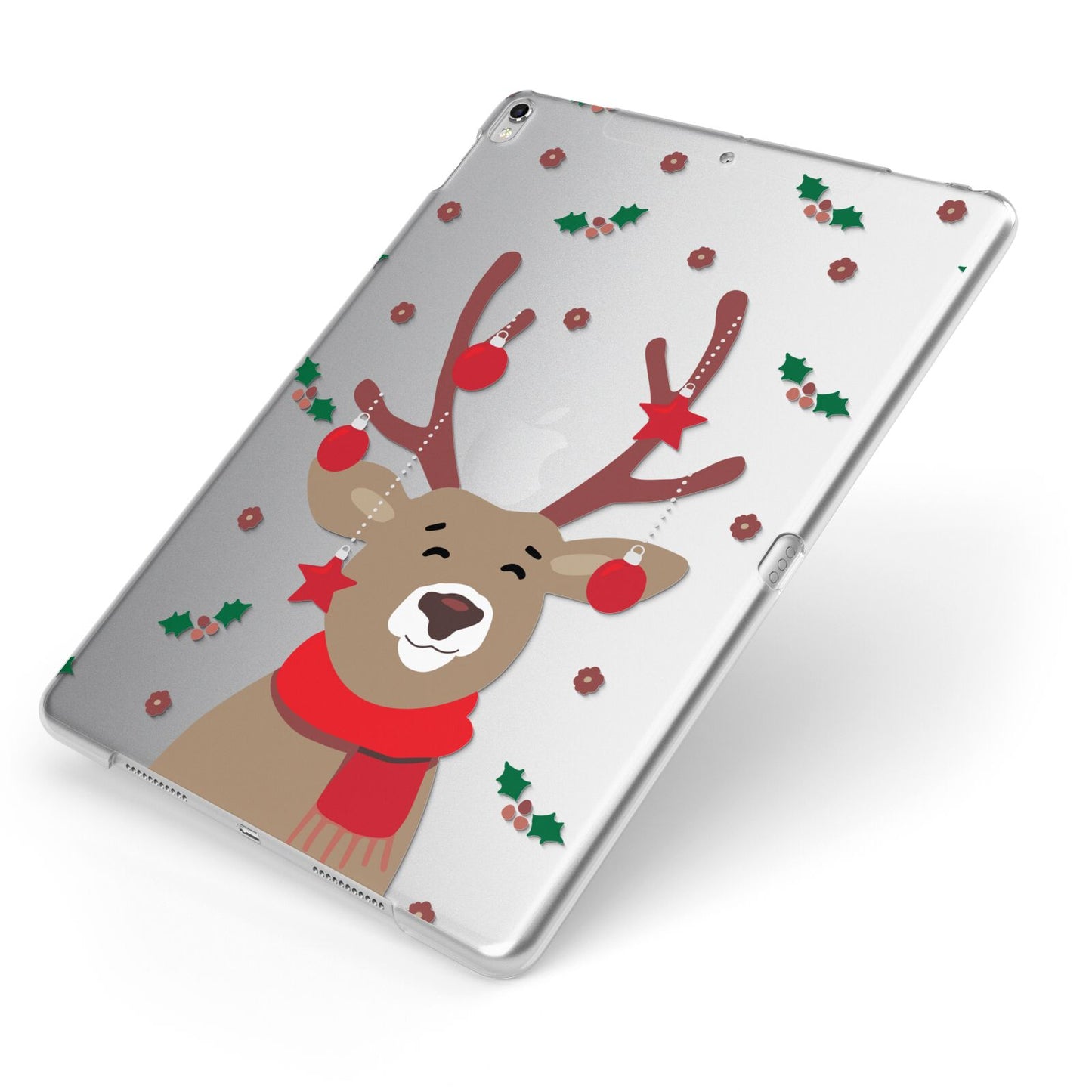 Reindeer Christmas Apple iPad Case on Silver iPad Side View