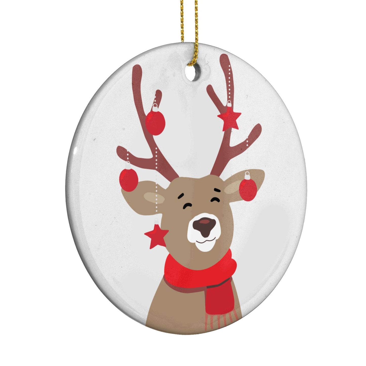 Reindeer Christmas Circle Decoration Side Angle