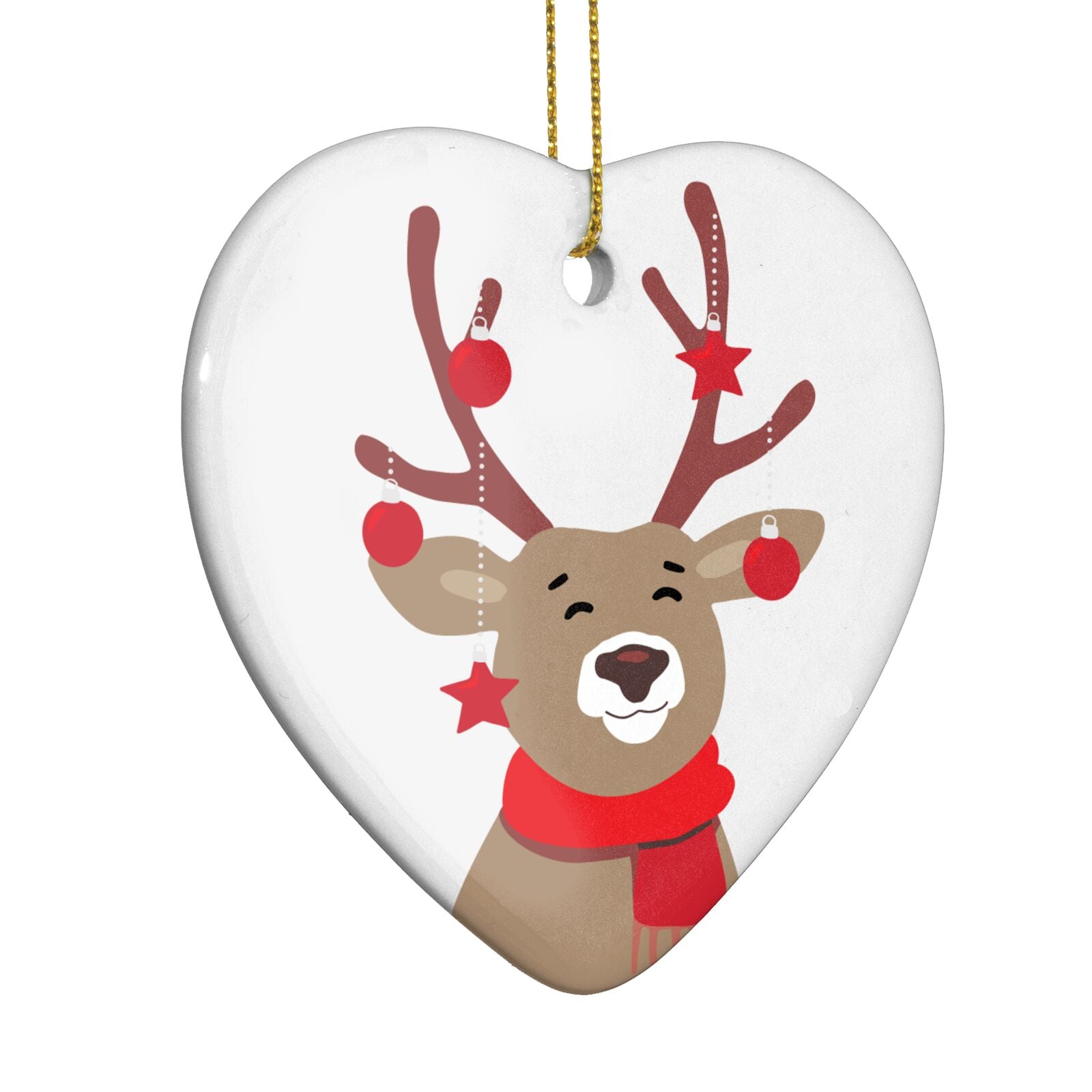 Reindeer Christmas Heart Decoration Side Angle