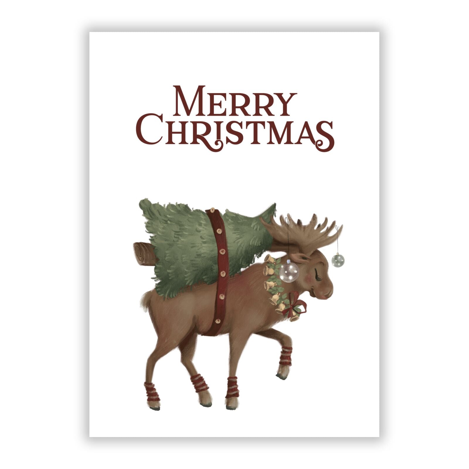 Reindeer Christmas Tree A5 Flat Greetings Card