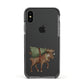 Reindeer Christmas Tree Apple iPhone Xs Impact Case Black Edge on Black Phone