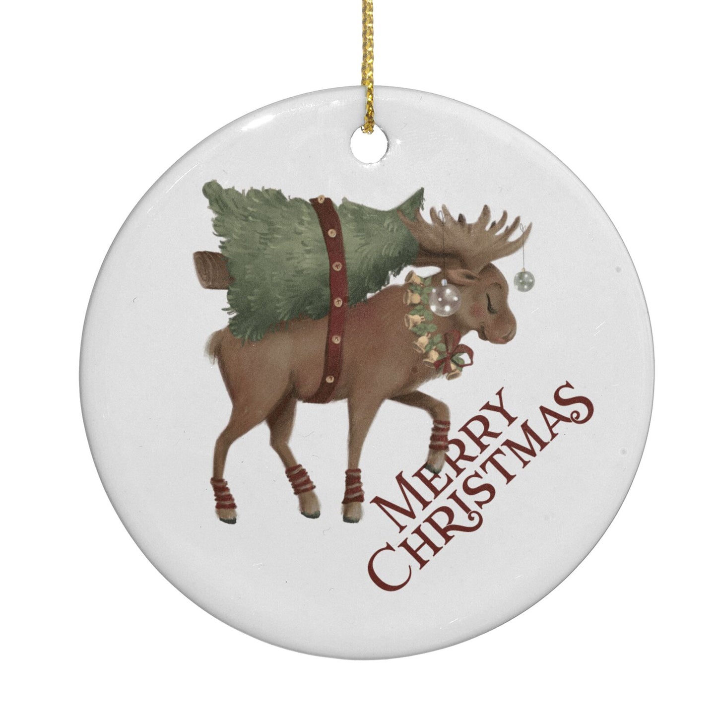 Reindeer Christmas Tree Circle Decoration Back Image