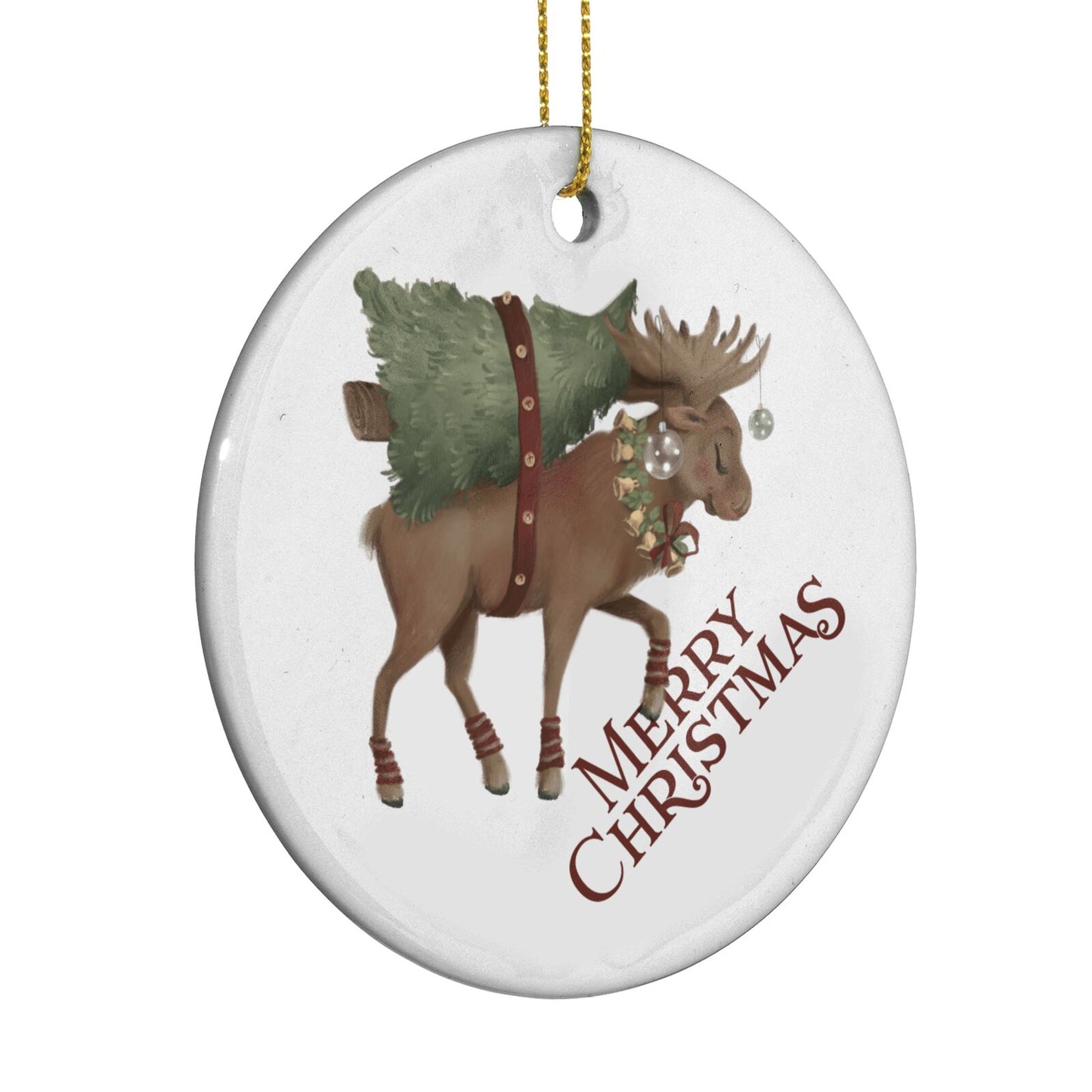 Reindeer Christmas Tree Circle Decoration Side Angle