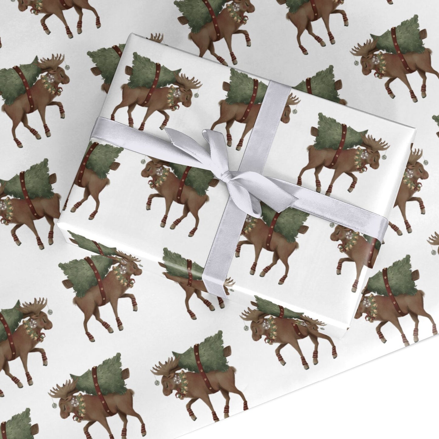 Reindeer Christmas Tree Custom Wrapping Paper