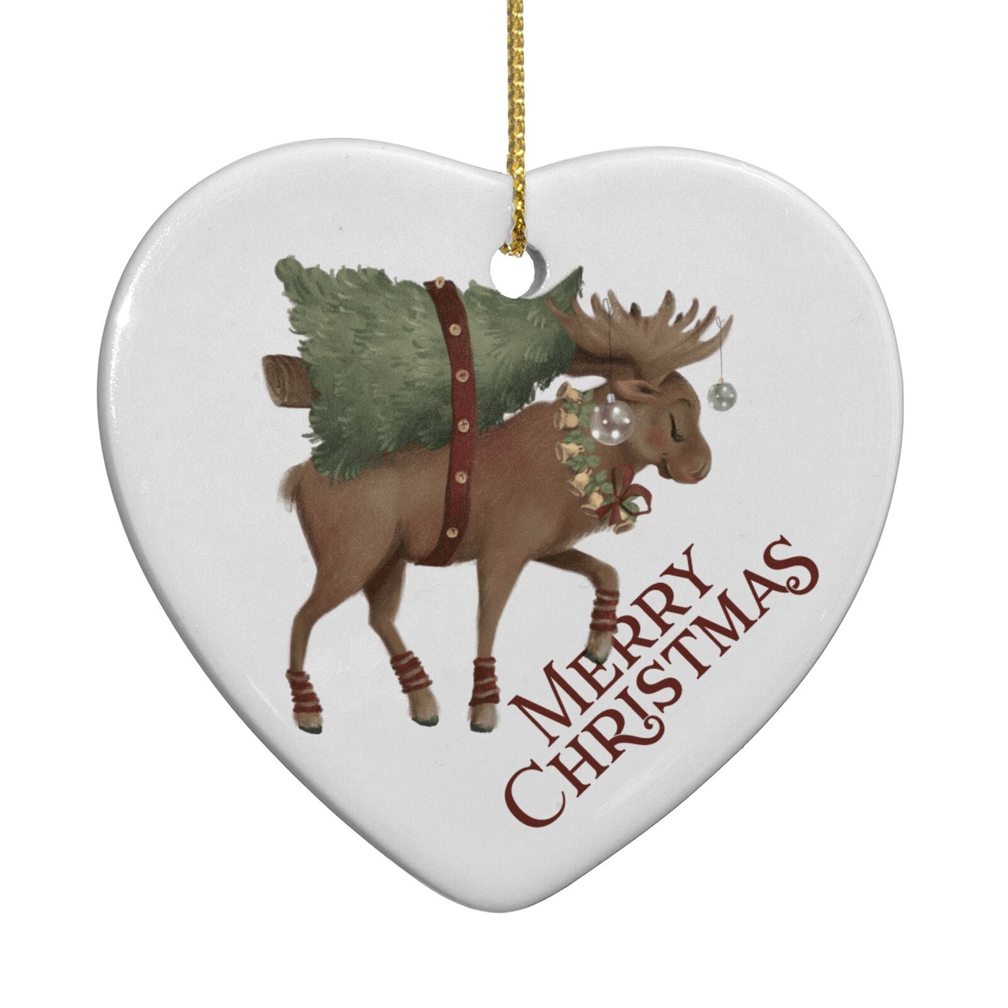 Reindeer Christmas Tree Heart Decoration