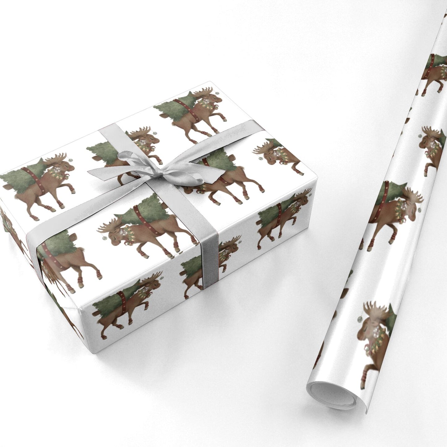 Reindeer Christmas Tree Personalised Wrapping Paper