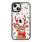 Reindeer Christmas iPhone 13 Black Impact Case on Silver phone