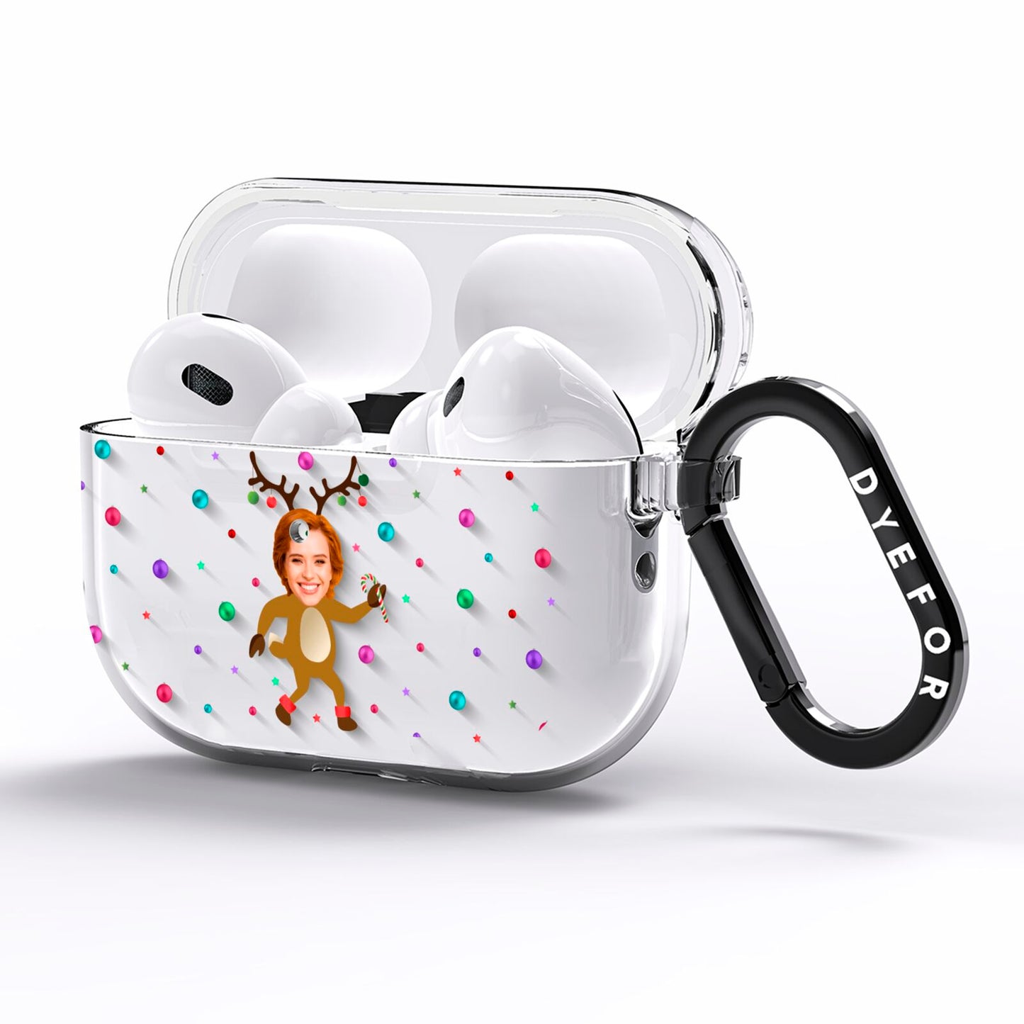Reindeer Photo Face AirPods Pro Clear Case Side Image