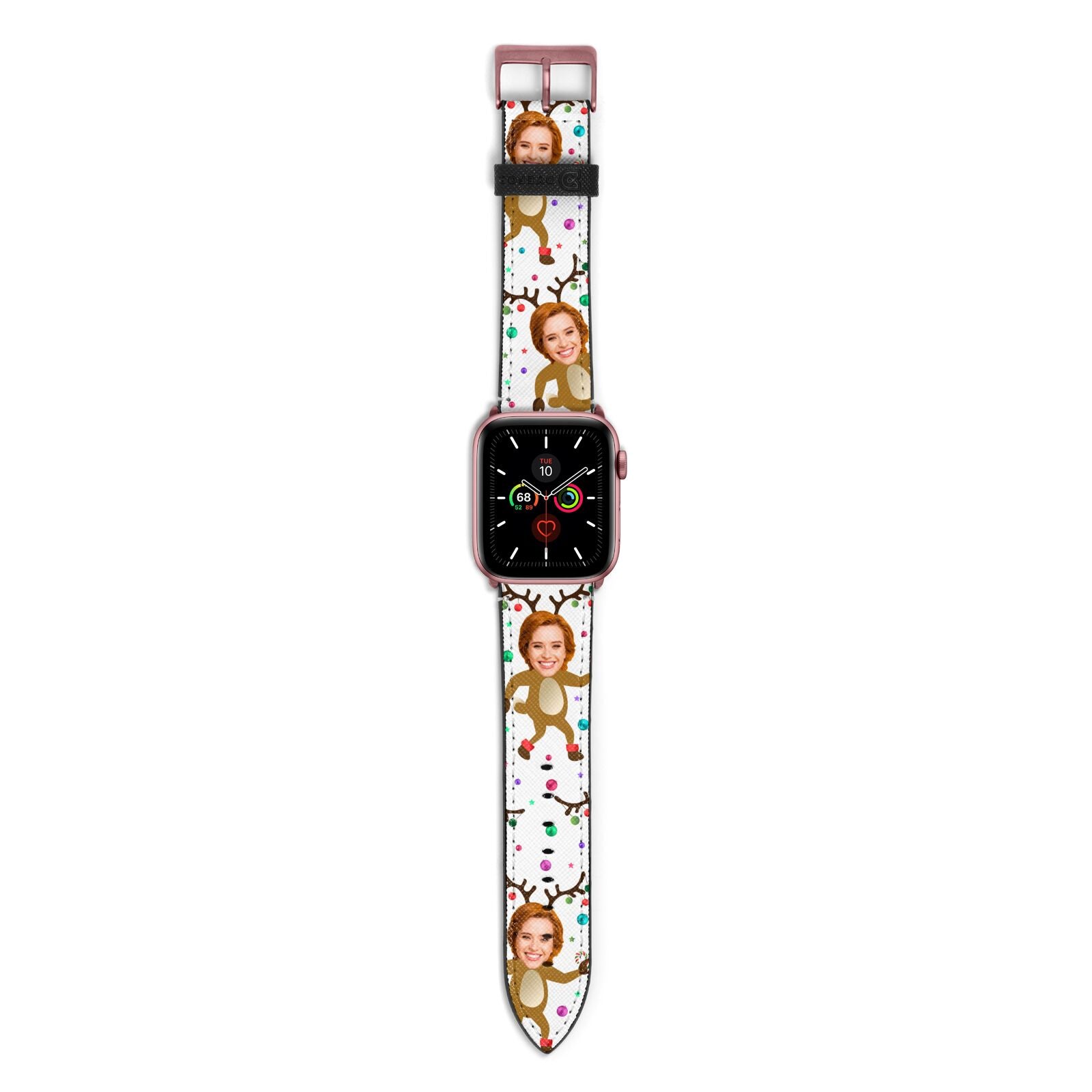 Reindeer Photo Face Apple Watch Strap with Rose Gold Hardware