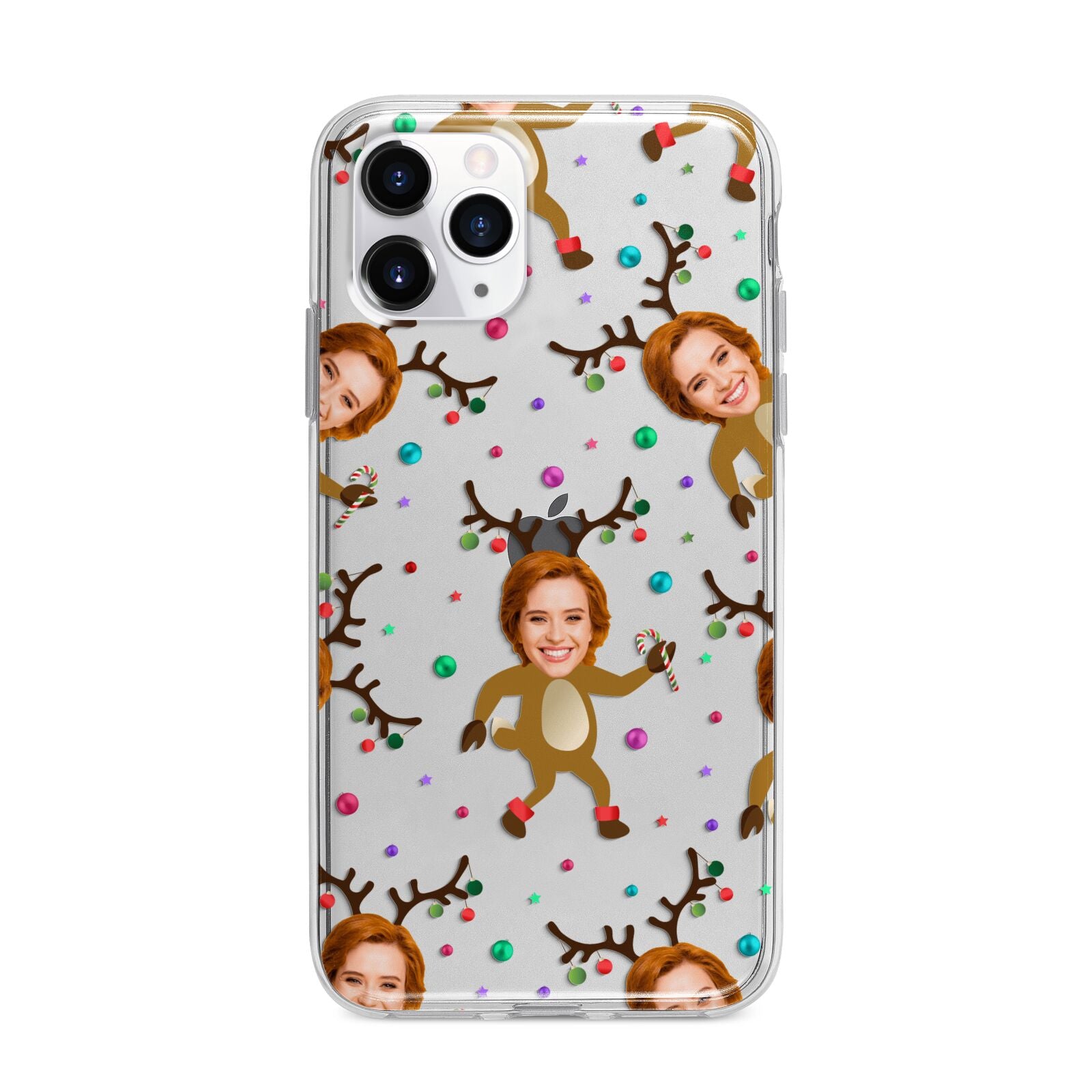 Reindeer Photo Face Apple iPhone 11 Pro Max in Silver with Bumper Case