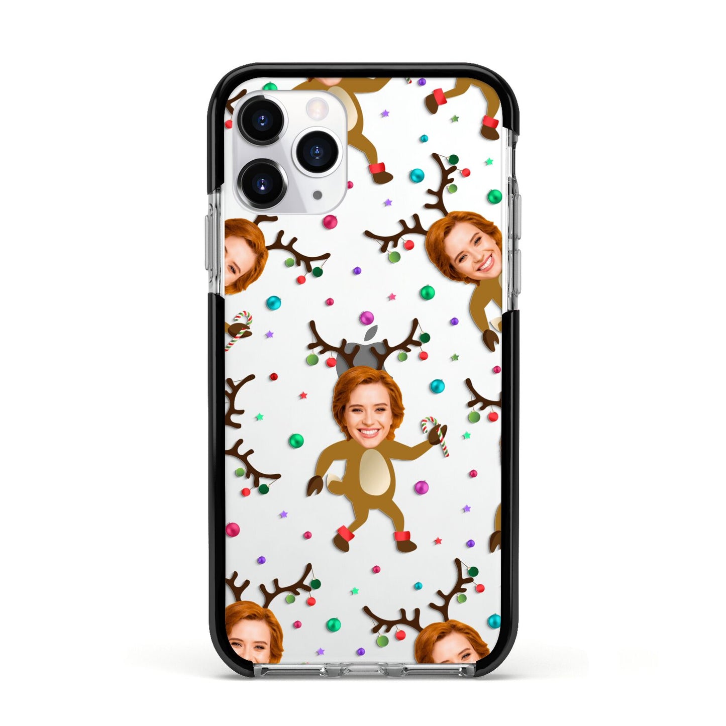 Reindeer Photo Face Apple iPhone 11 Pro in Silver with Black Impact Case