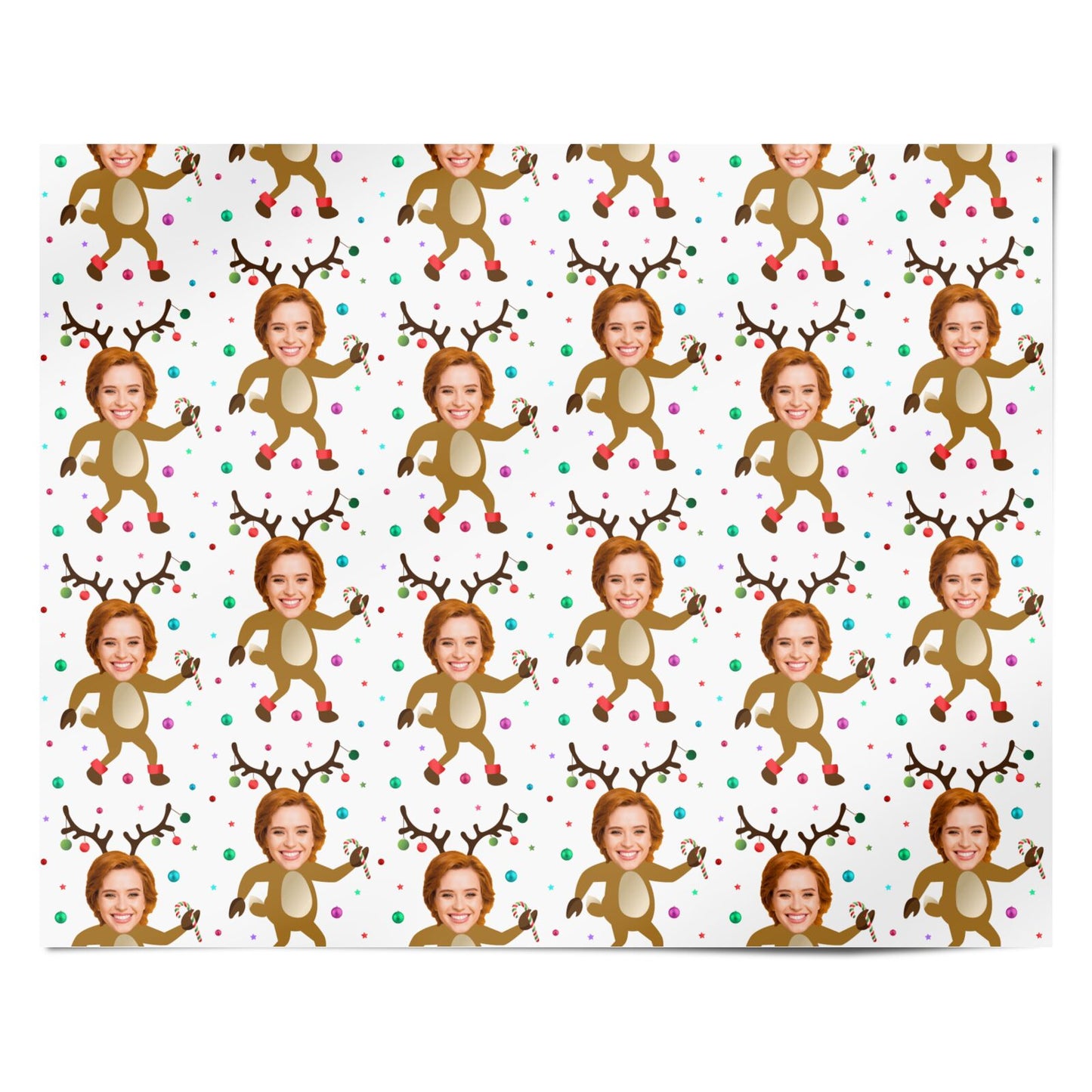 Reindeer Photo Face Personalised Wrapping Paper Alternative