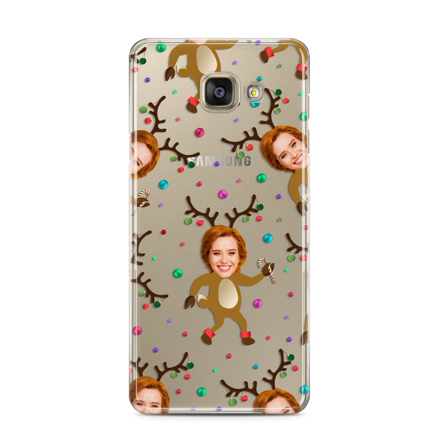 Reindeer Photo Face Samsung Galaxy A3 2016 Case on gold phone