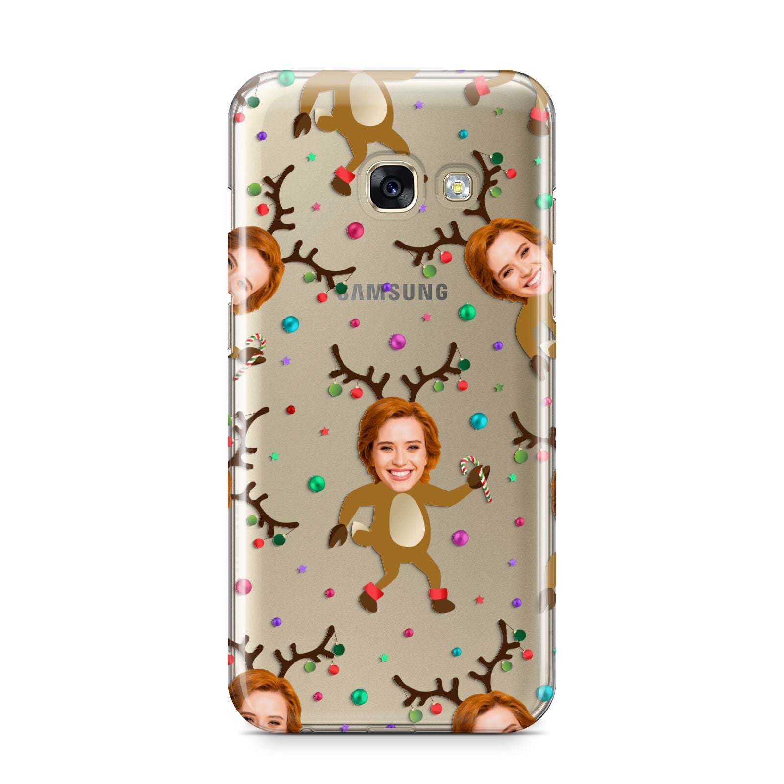 Reindeer Photo Face Samsung Galaxy A3 2017 Case on gold phone