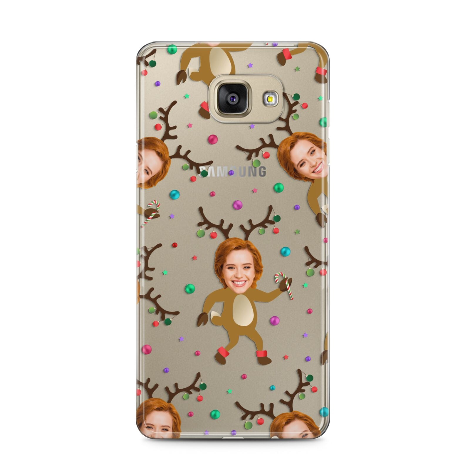 Reindeer Photo Face Samsung Galaxy A5 2016 Case on gold phone