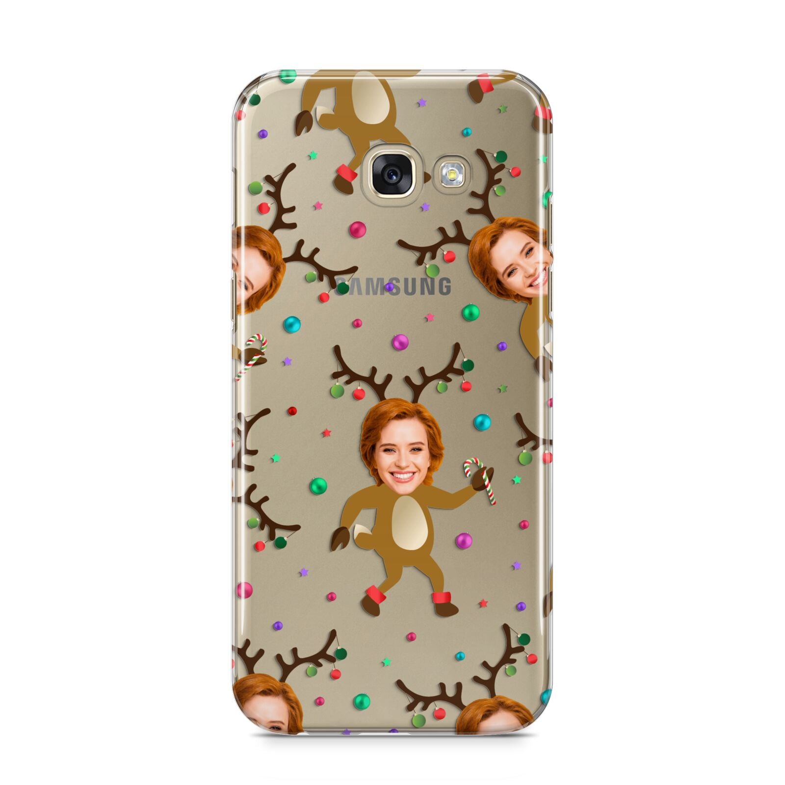 Reindeer Photo Face Samsung Galaxy A5 2017 Case on gold phone