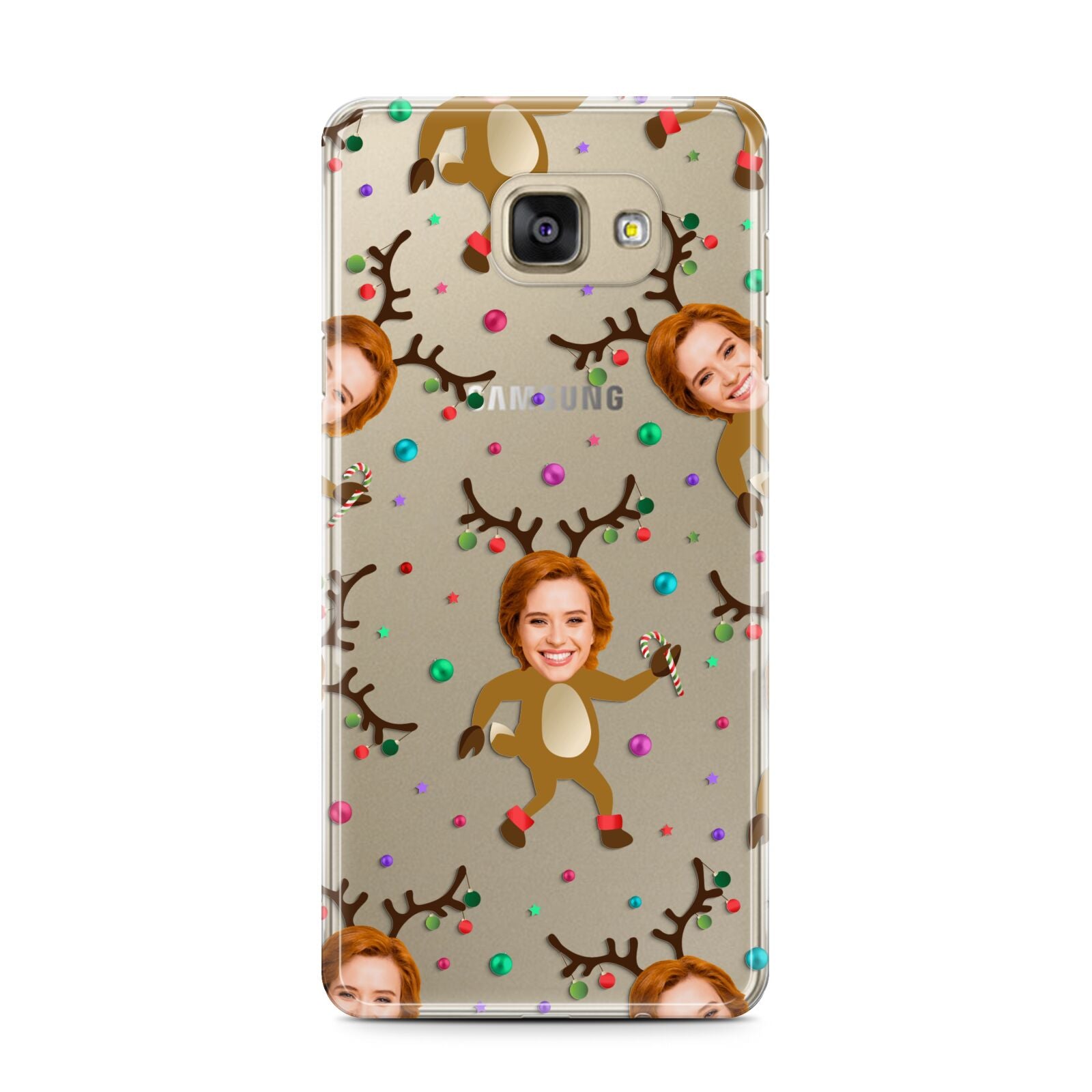Reindeer Photo Face Samsung Galaxy A7 2016 Case on gold phone