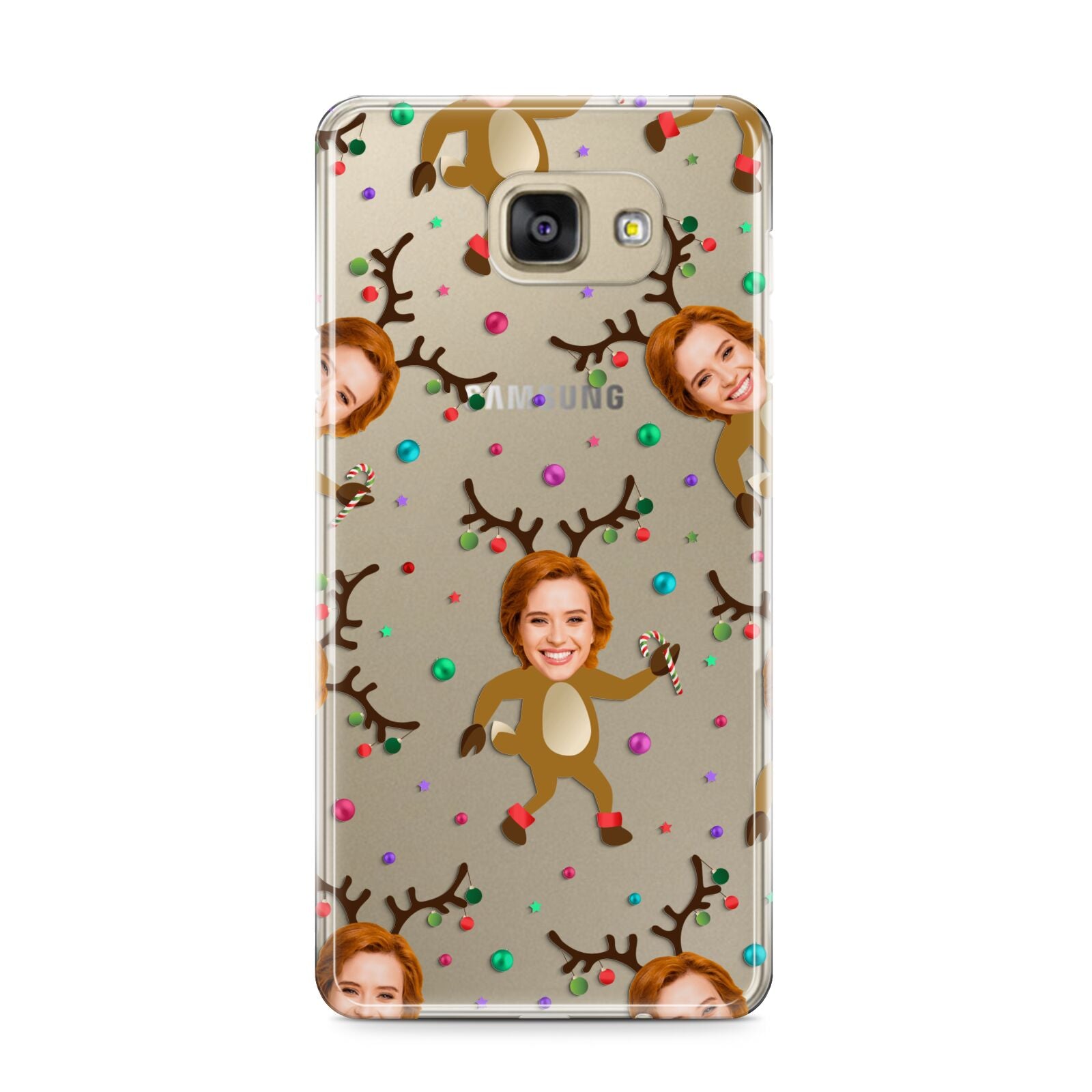 Reindeer Photo Face Samsung Galaxy A9 2016 Case on gold phone