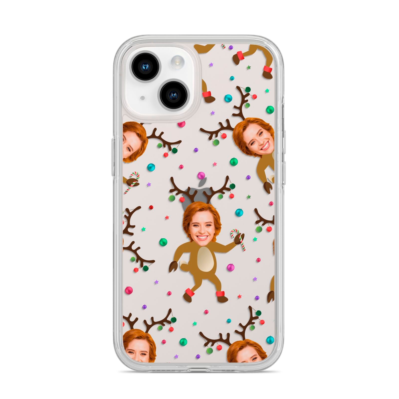 Reindeer Photo Face iPhone 14 Clear Tough Case Starlight