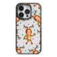 Reindeer Photo Face iPhone 14 Pro Black Impact Case on Silver phone
