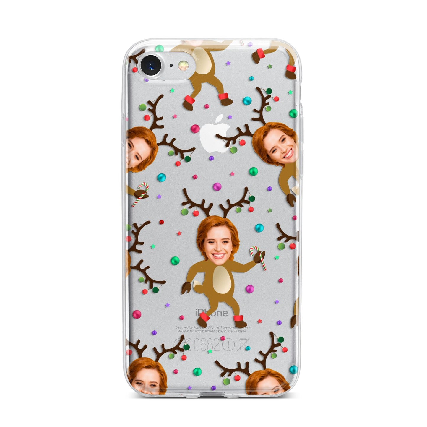 Reindeer Photo Face iPhone 7 Bumper Case on Silver iPhone