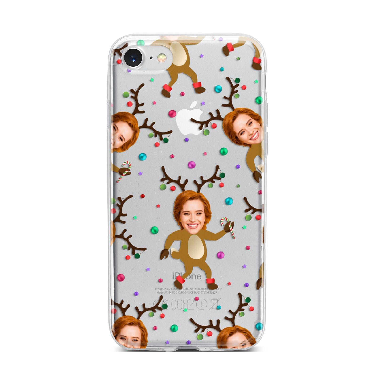 Reindeer Photo Face iPhone 7 Bumper Case on Silver iPhone