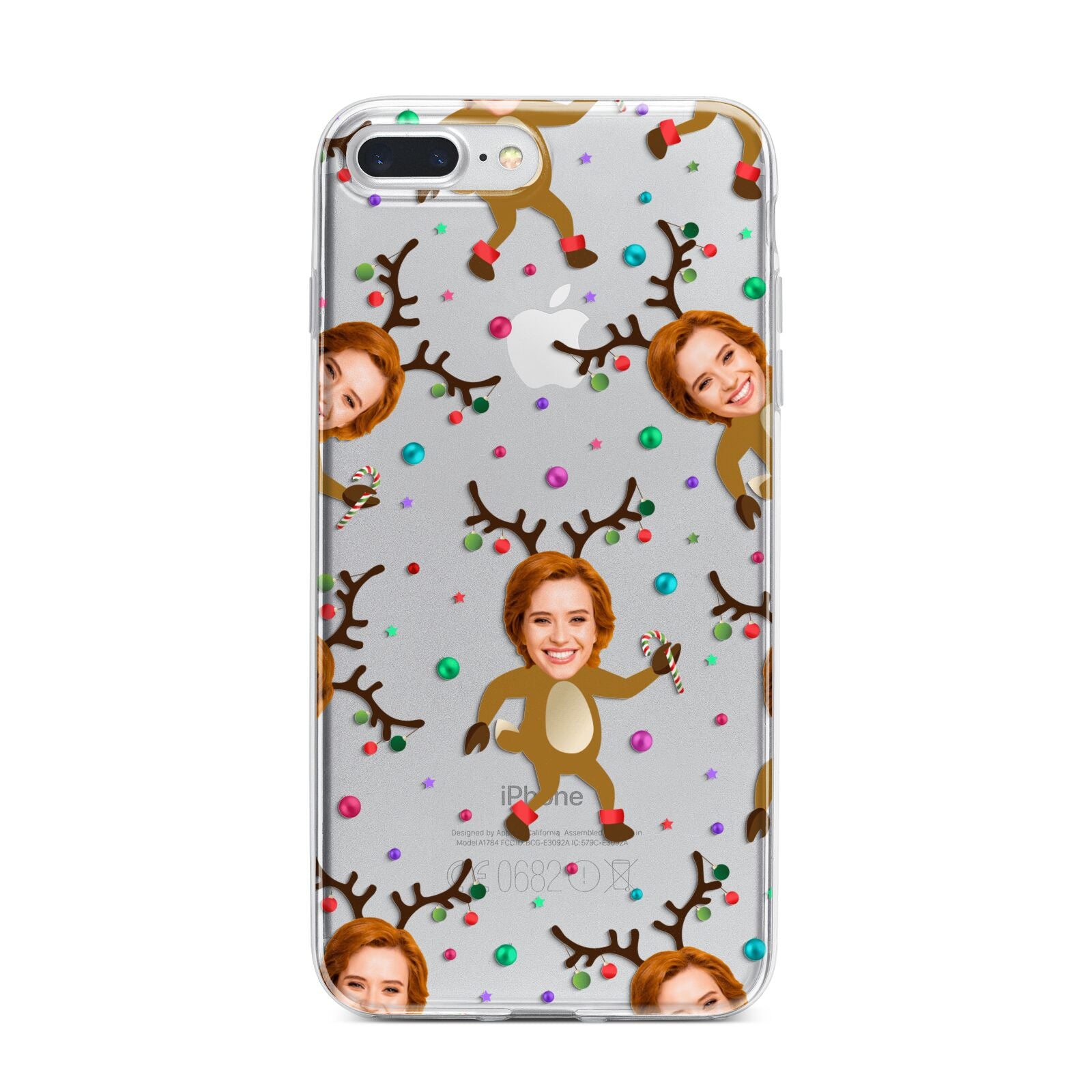 Reindeer Photo Face iPhone 7 Plus Bumper Case on Silver iPhone