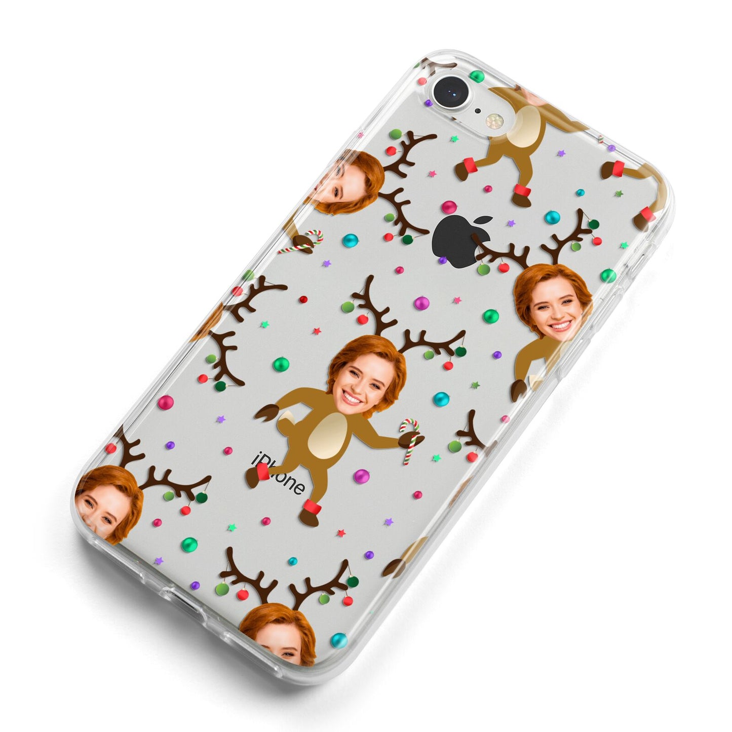 Reindeer Photo Face iPhone 8 Bumper Case on Silver iPhone Alternative Image