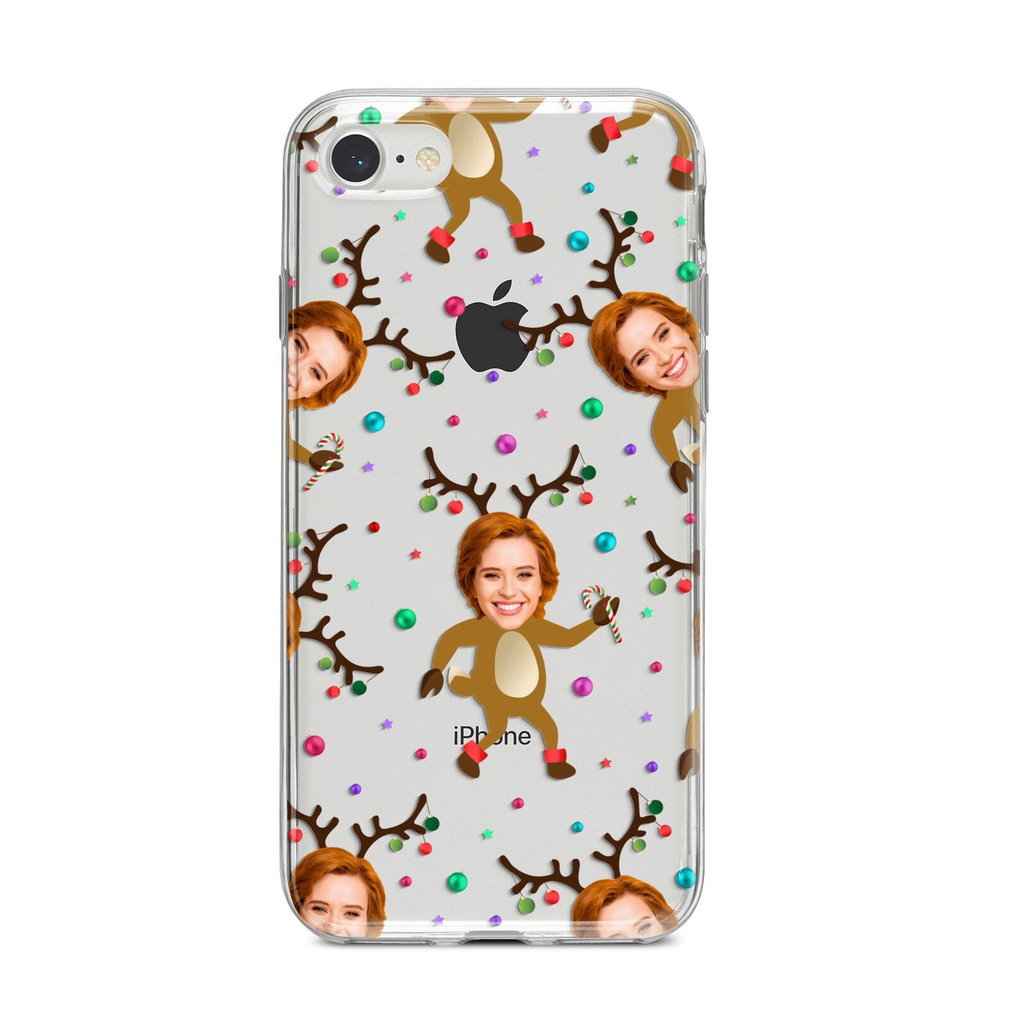 Reindeer Photo Face iPhone 8 Bumper Case on Silver iPhone