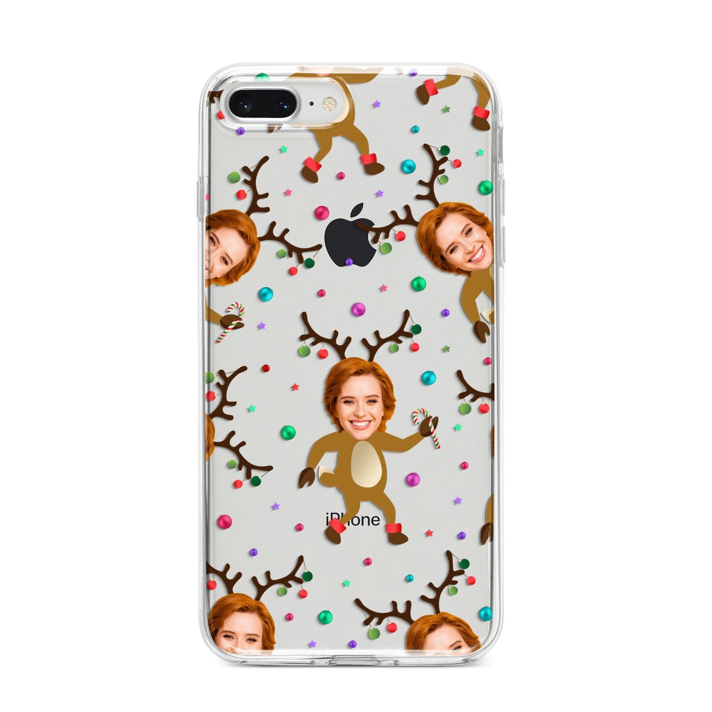 Reindeer Photo Face iPhone 8 Plus Bumper Case on Silver iPhone