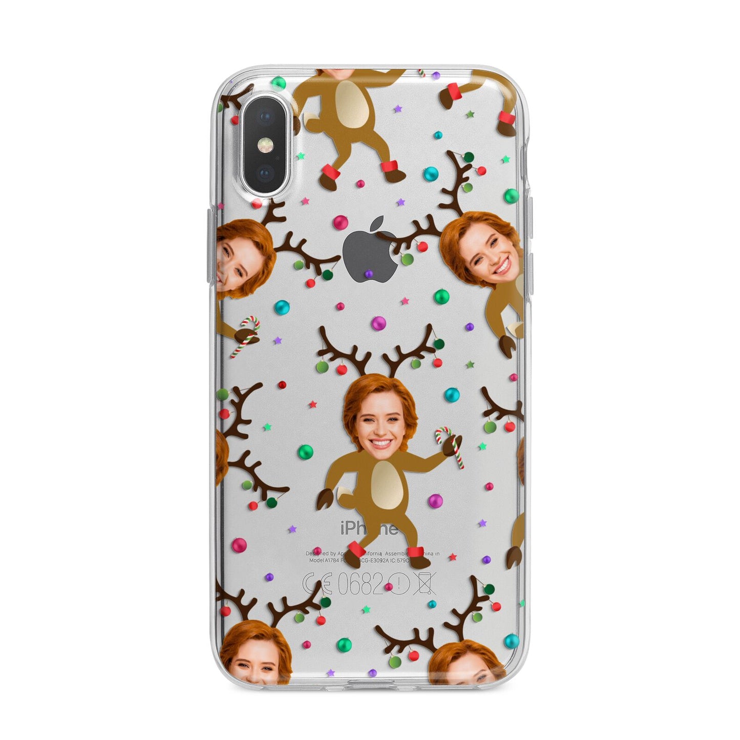 Reindeer Photo Face iPhone X Bumper Case on Silver iPhone Alternative Image 1