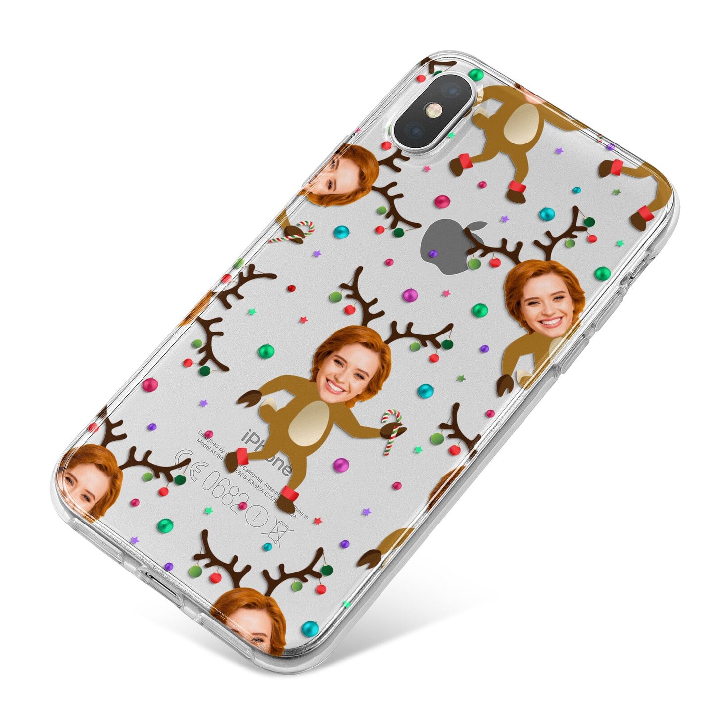 Reindeer Photo Face iPhone X Bumper Case on Silver iPhone