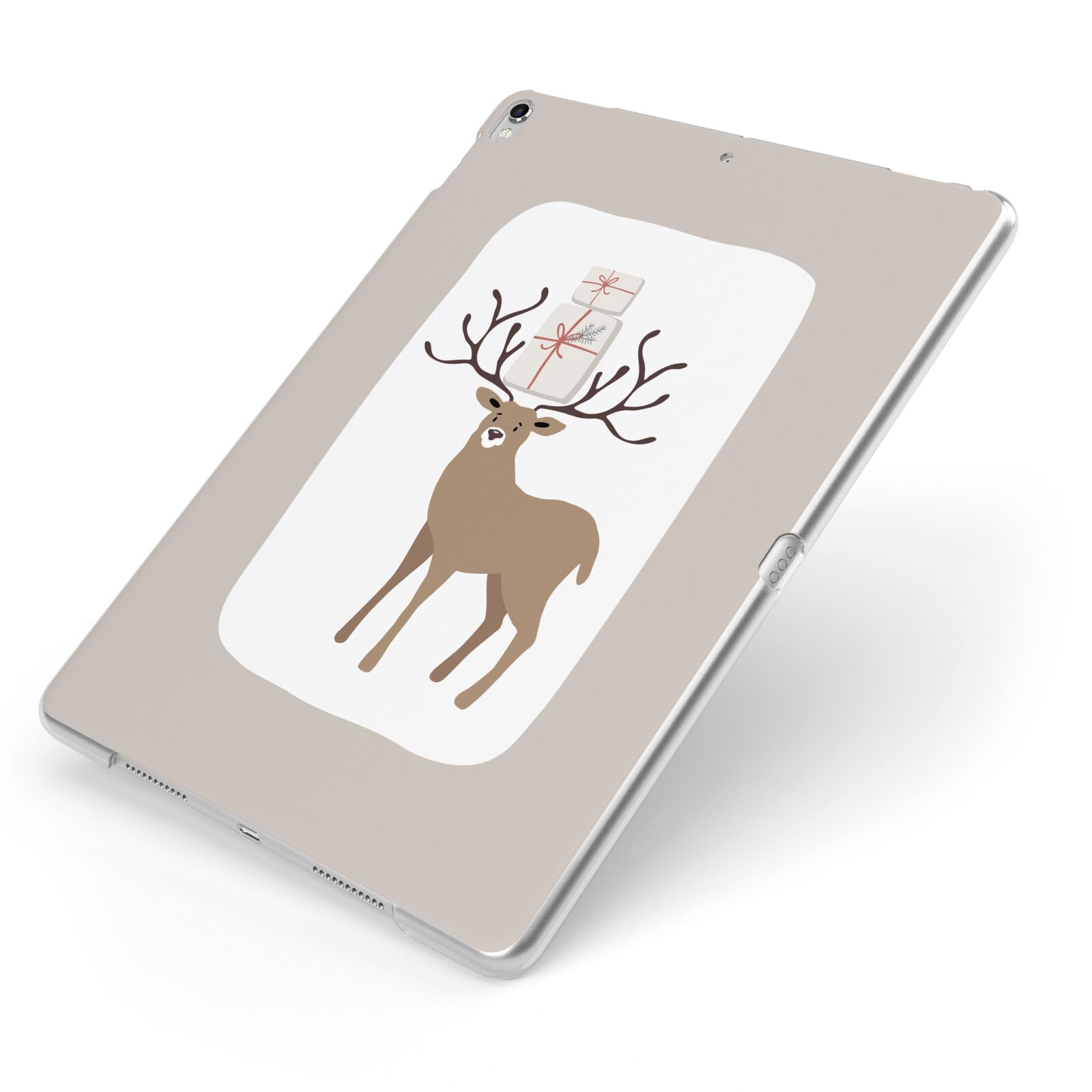 Reindeer Presents Apple iPad Case on Silver iPad Side View