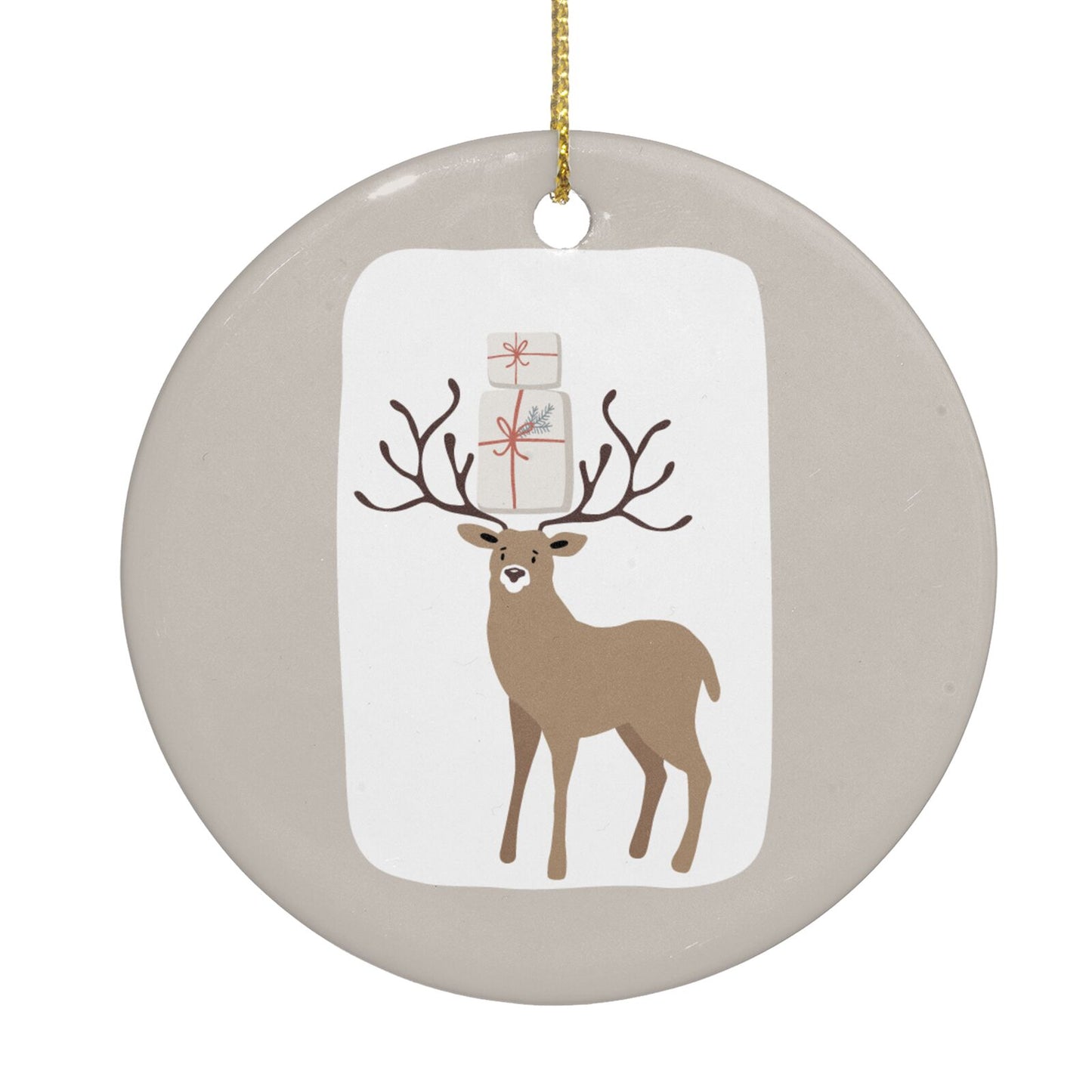 Reindeer Presents Circle Decoration Back Image