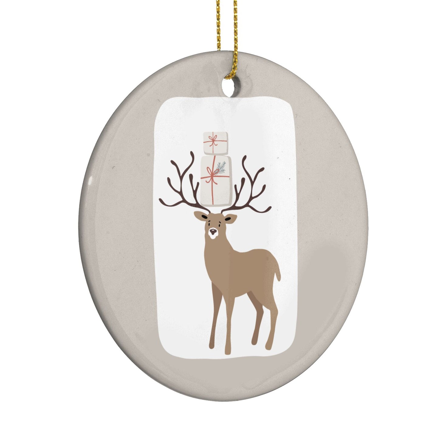 Reindeer Presents Circle Decoration Side Angle