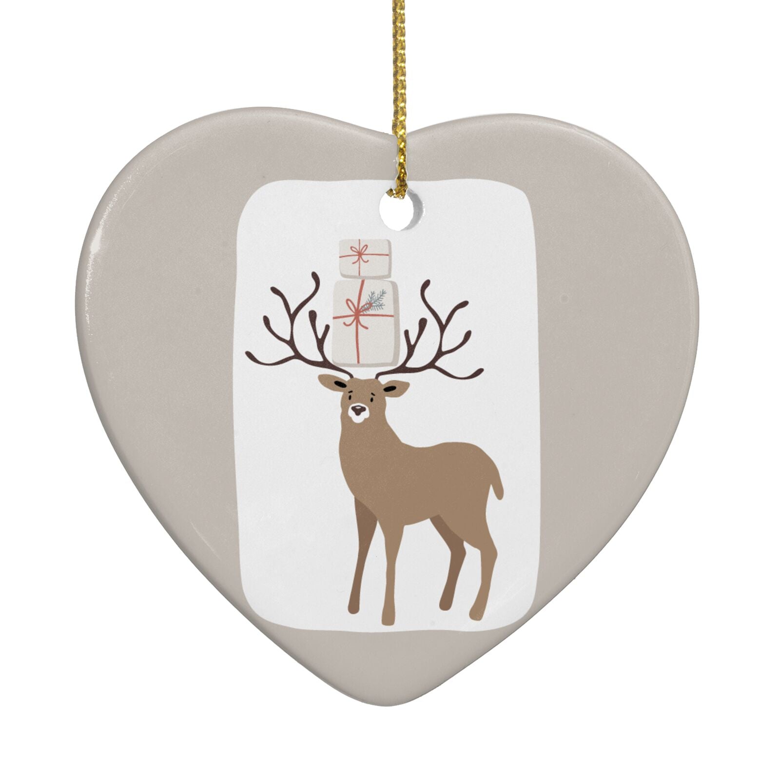 Reindeer Presents Heart Decoration Back Image