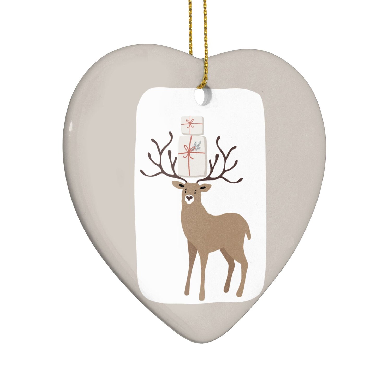Reindeer Presents Heart Decoration Side Angle