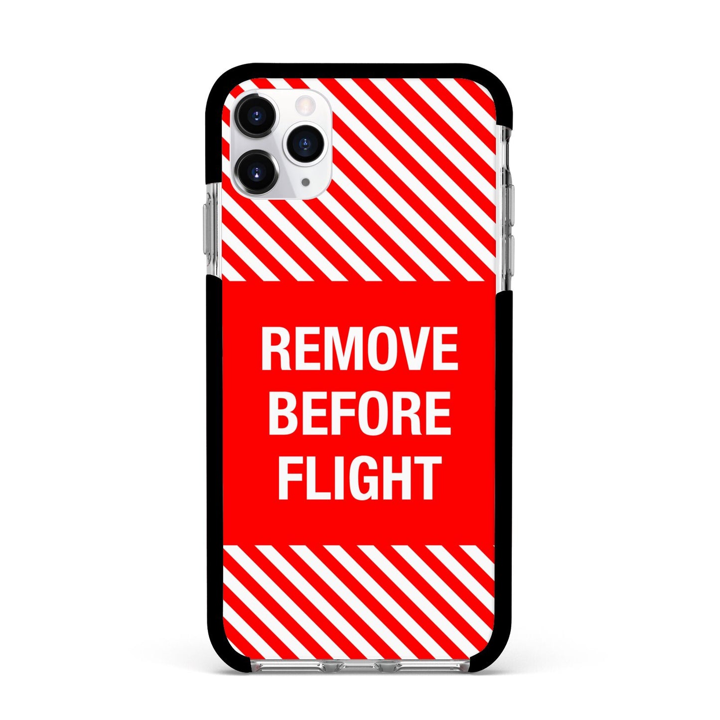 Remove Before Flight Apple iPhone 11 Pro Max in Silver with Black Impact Case