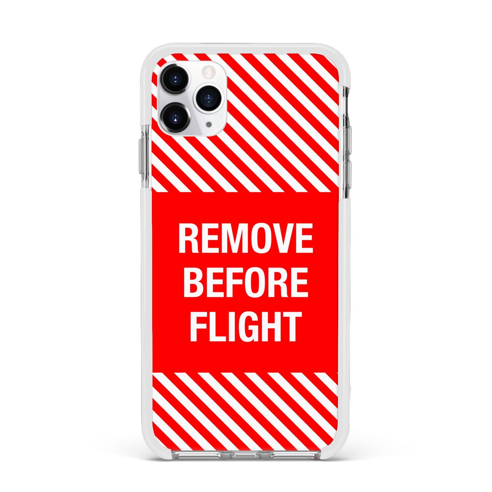 Remove Before Flight Apple iPhone 11 Pro Max in Silver with White Impact Case