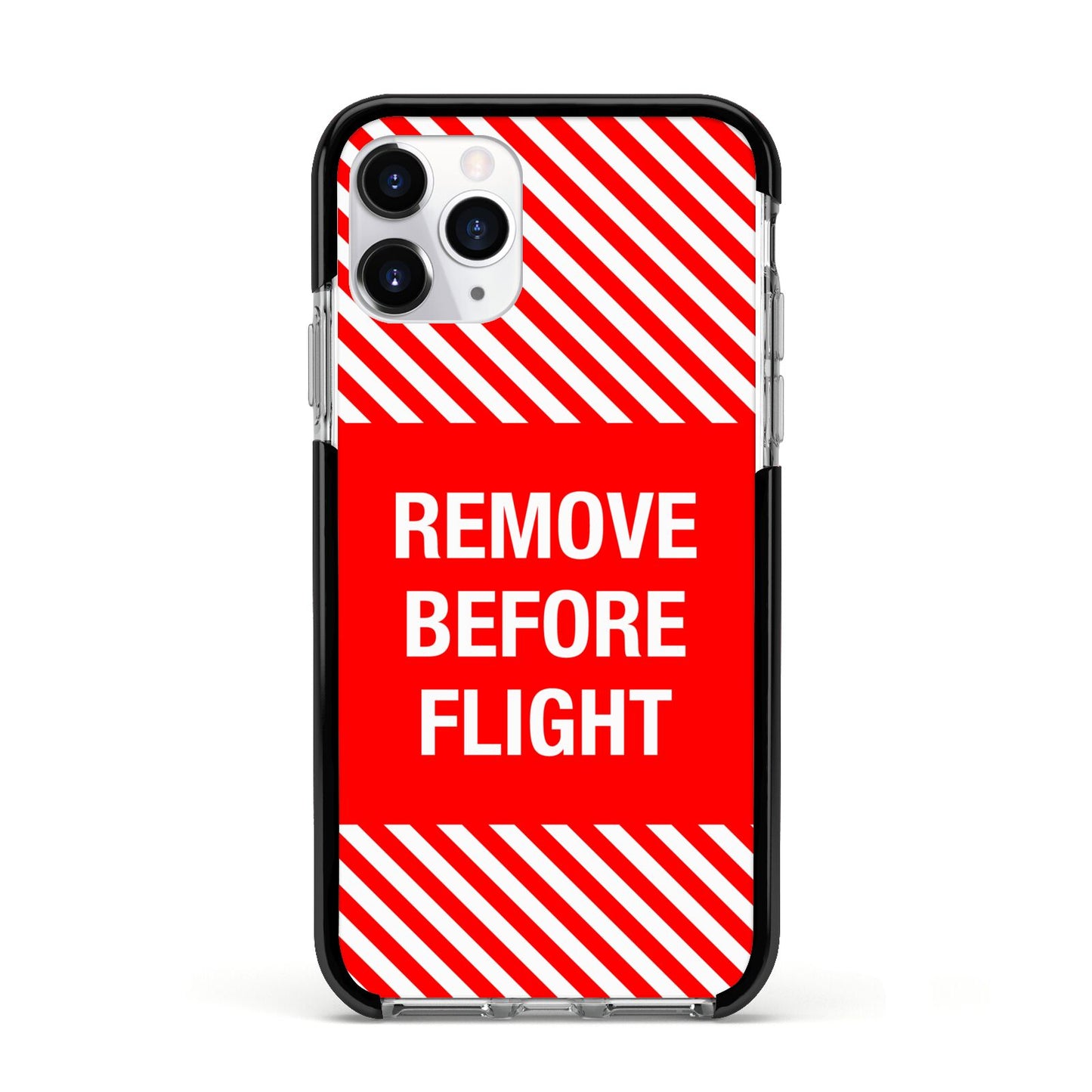 Remove Before Flight Apple iPhone 11 Pro in Silver with Black Impact Case