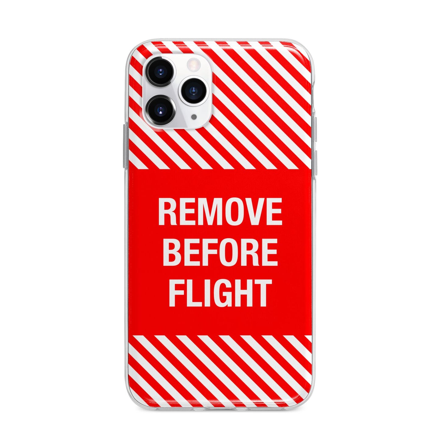Remove Before Flight Apple iPhone 11 Pro in Silver with Bumper Case