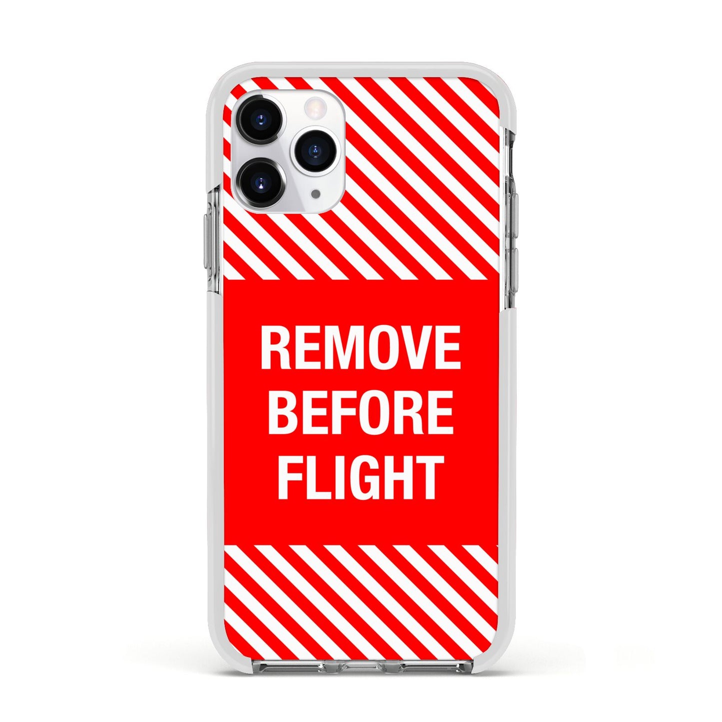Remove Before Flight Apple iPhone 11 Pro in Silver with White Impact Case