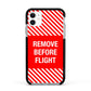 Remove Before Flight Apple iPhone 11 in White with Black Impact Case