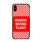 Remove Before Flight Apple iPhone Xs Impact Case Black Edge on Black Phone